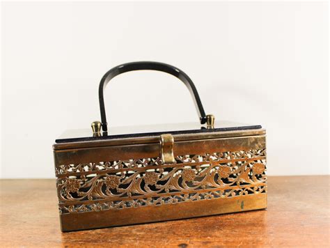 bronze metal box purse|Metal Box Purse .